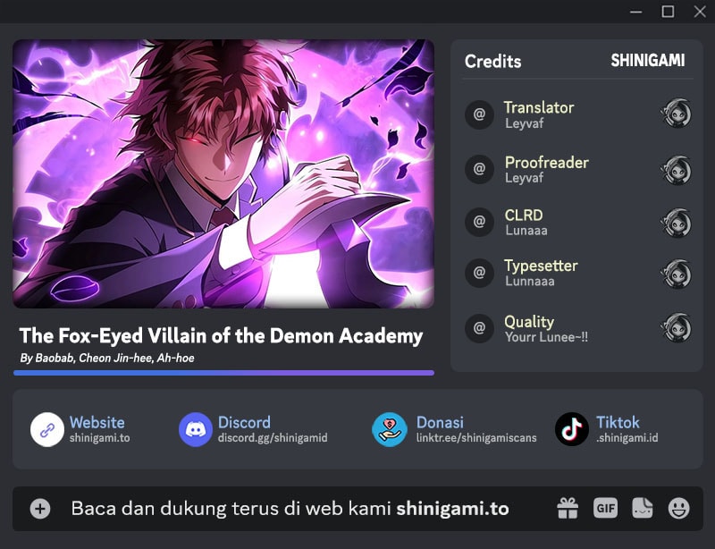 The Fox-Eyed Villain Of The Demon Academy Chapter 28 Bahasa Indonesia