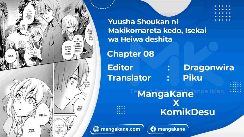 Baca Yuusha Shoukan ni Makikomareta kedo, Isekai wa Heiwa deshita - Chapter 8 halaman 1
